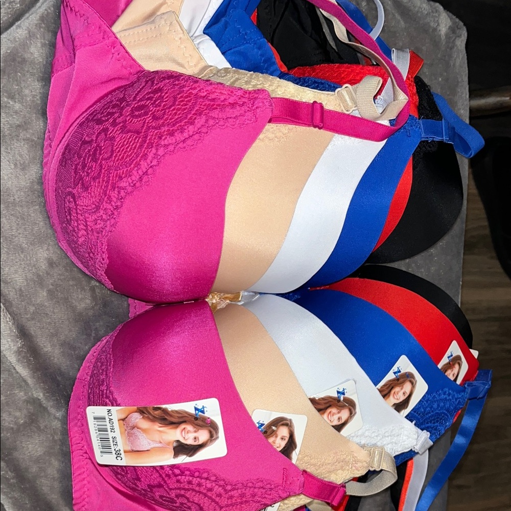 Colorful Lace and Satin Bra Set